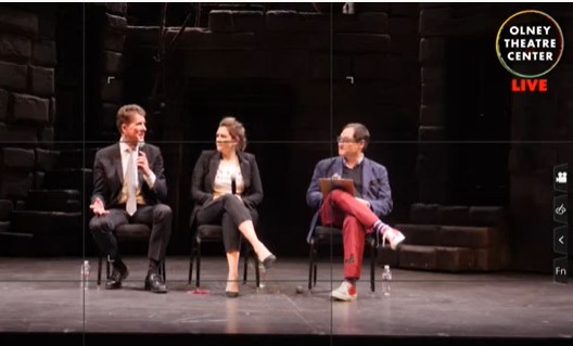 Cinco Paul, Bekah Brunstetter and Jason Loewith onstage