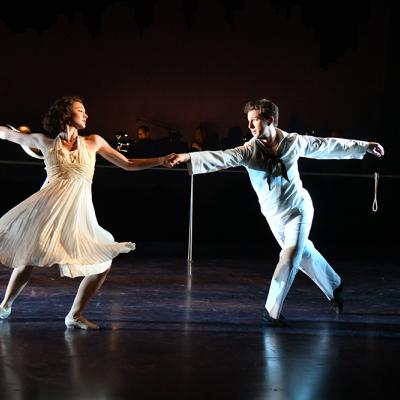 Claire Rathbun (Ivy) and Rhett Guter (Gabey) in ON THE TOWN at Olney Theatre Center. (Photo: Stan Barouh)