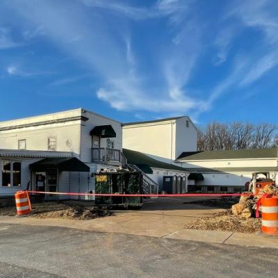 Outside view of beginning construction on the 1938 Original Theatre.