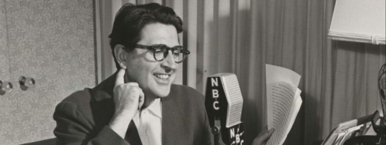 Image of Meredith Willson recording for his radio program