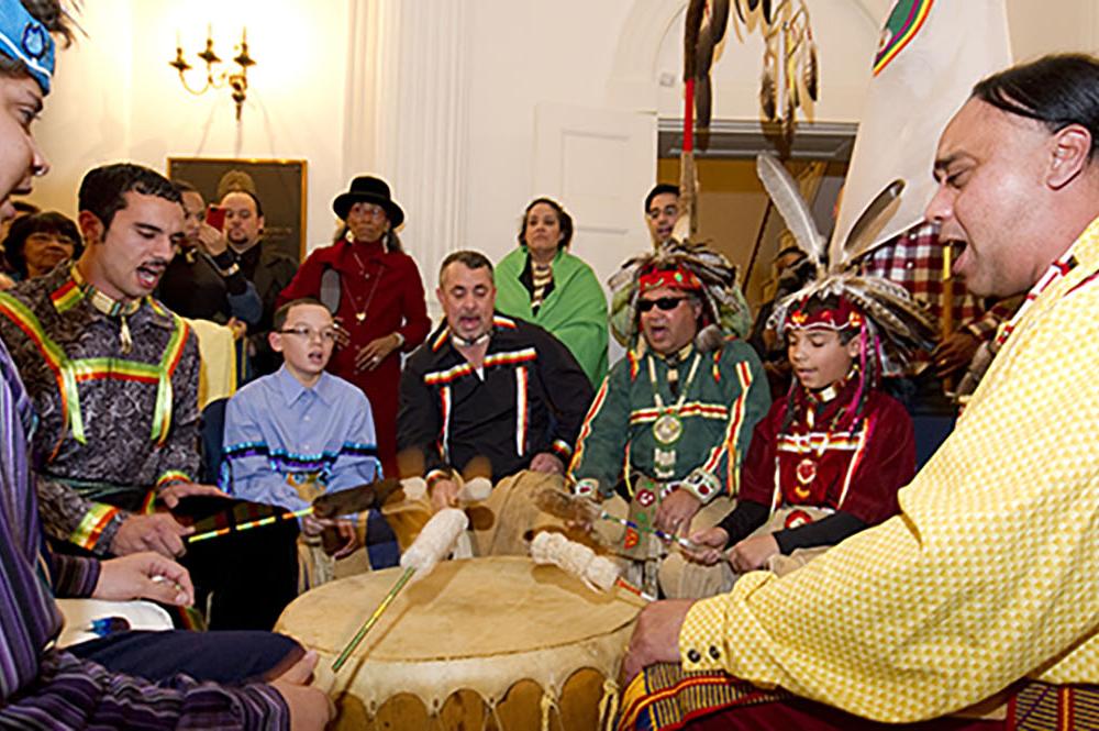 Photo of a group of Piscataway Conoy people celebrating at a recognition event